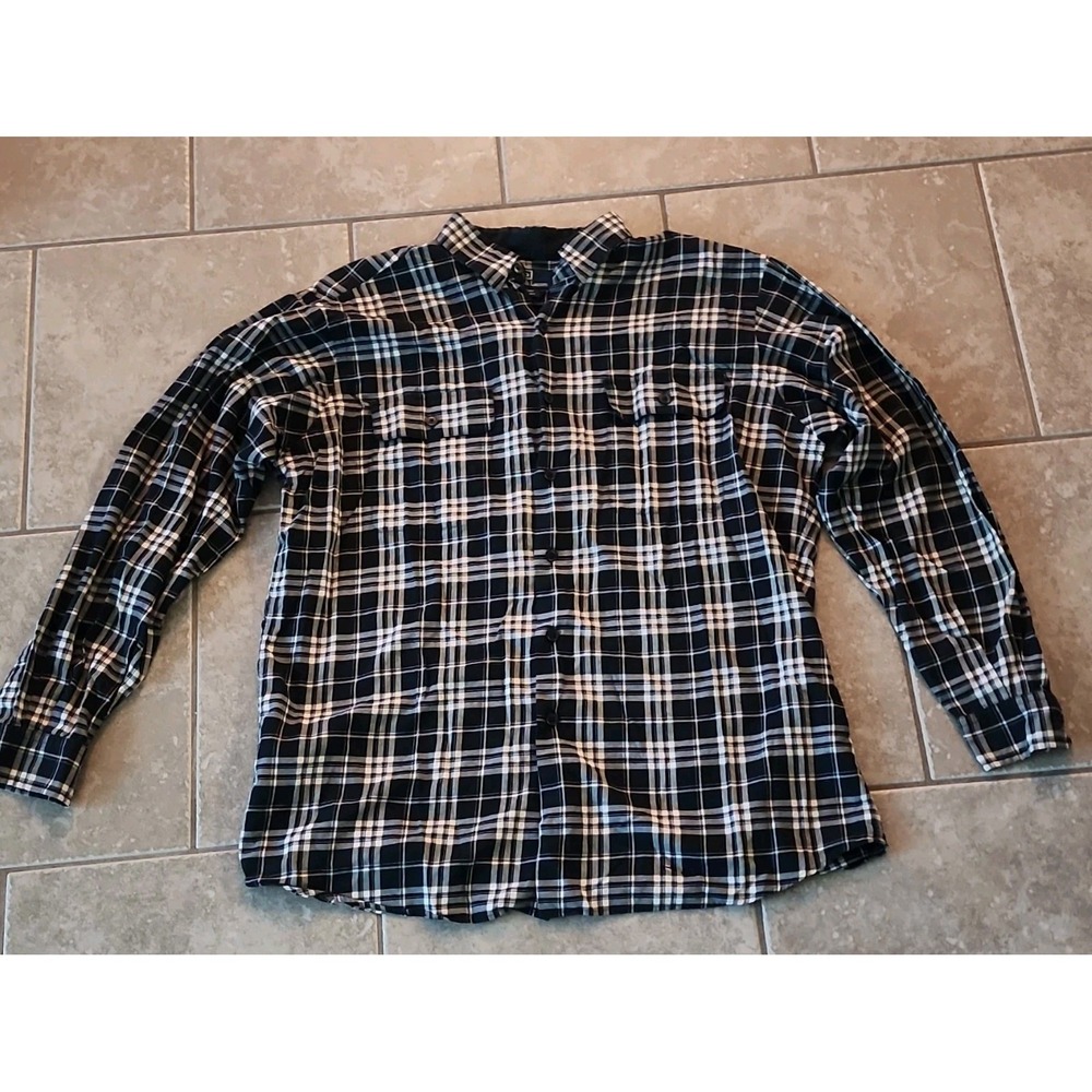 Polo Ralph Lauren Benford Plaid Flannel Shirt Black White Long Sleeve Men's L